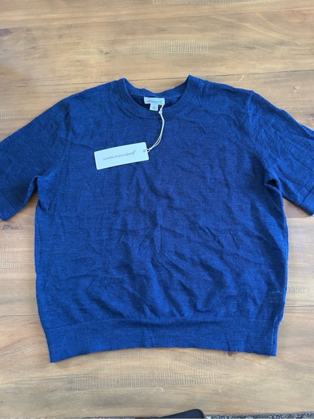 NWT Unsubscribed Linen Blend Short Sleeve Sweater Tee